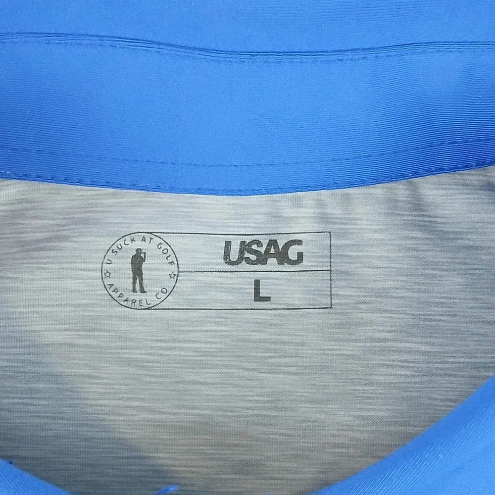 USAG Large Mens Polo Shirt Golf U Suck‎ At Golf 22x30 Embroidered Logo